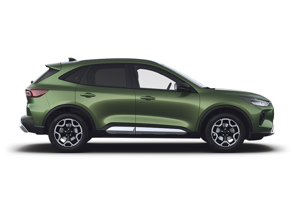 Zielony Ford Kuga hybrid.