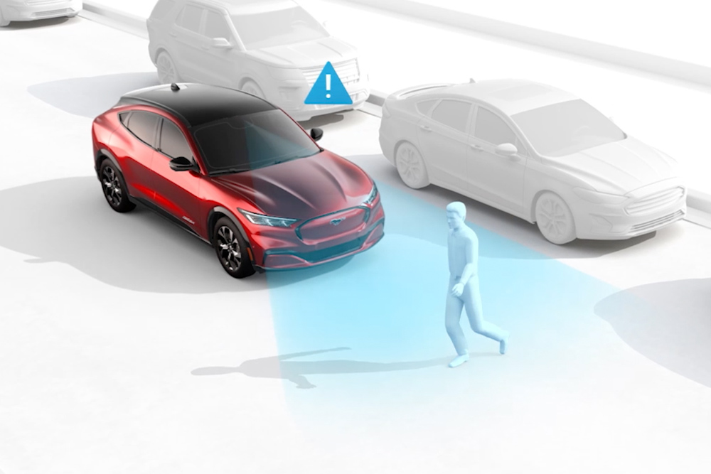 Schemat działania systemu Ford Pre-Collision Assist.