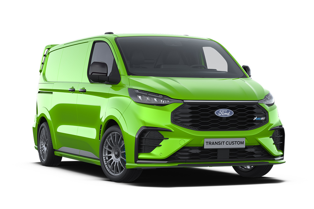 Zielony Ford Transit Custom MS-RT Van.
